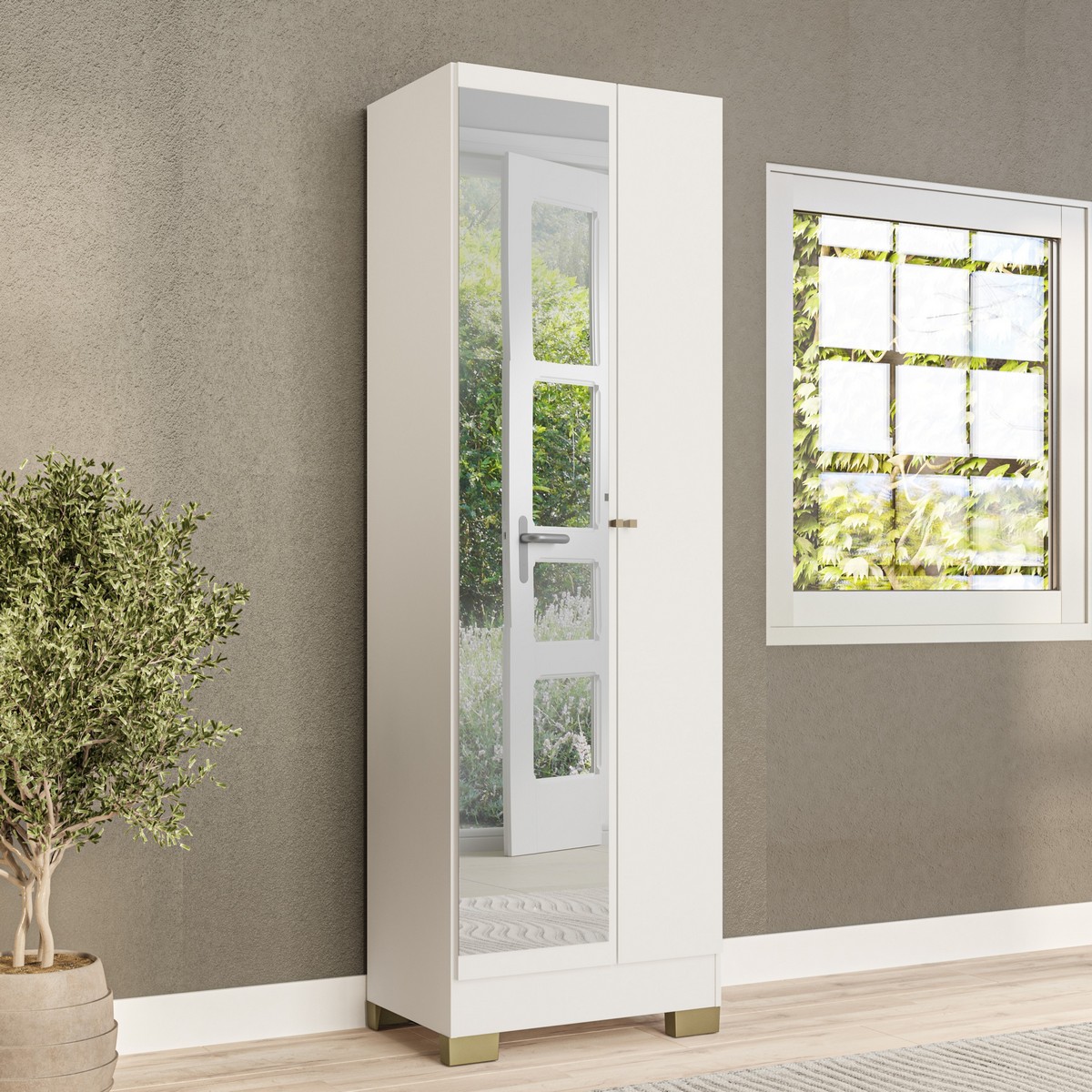 ARTIZAN ארון שירות 5 מדפים משולב מראה בגוון לבחירה TUDO DESIGN ARTIZAN ארון שירות 5 מדפים משולב מראה בגוון לבחירה TUDO DESIGN