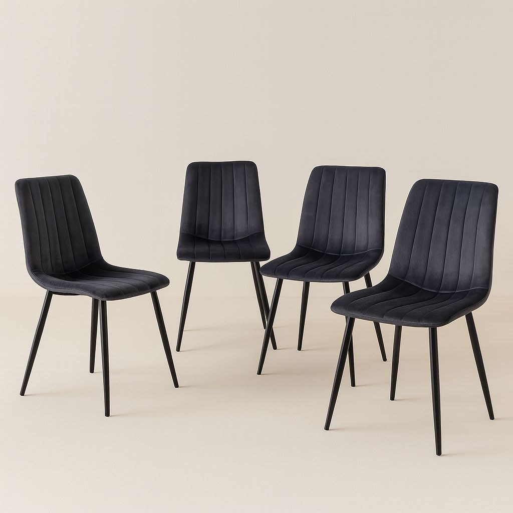 רביעיית כיסאות מרופדים בצבע אפור כהה דגם ריביירה Riviera מבית טודו דיזיין TUDO DESIGN רביעיית כיסאות מרופדים בצבע אפור כהה דגם ריביירה Riviera מבית טודו דיזיין TUDO DESIGN