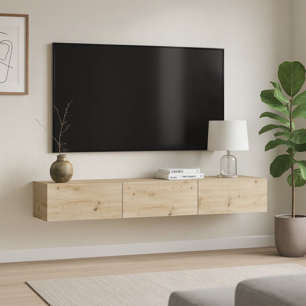 מזנון צף תלוי ברוחב 180 סמ בגוון אלון דגם אנדי ANDEY מבית טודו דיזיין TUDO DESIGN