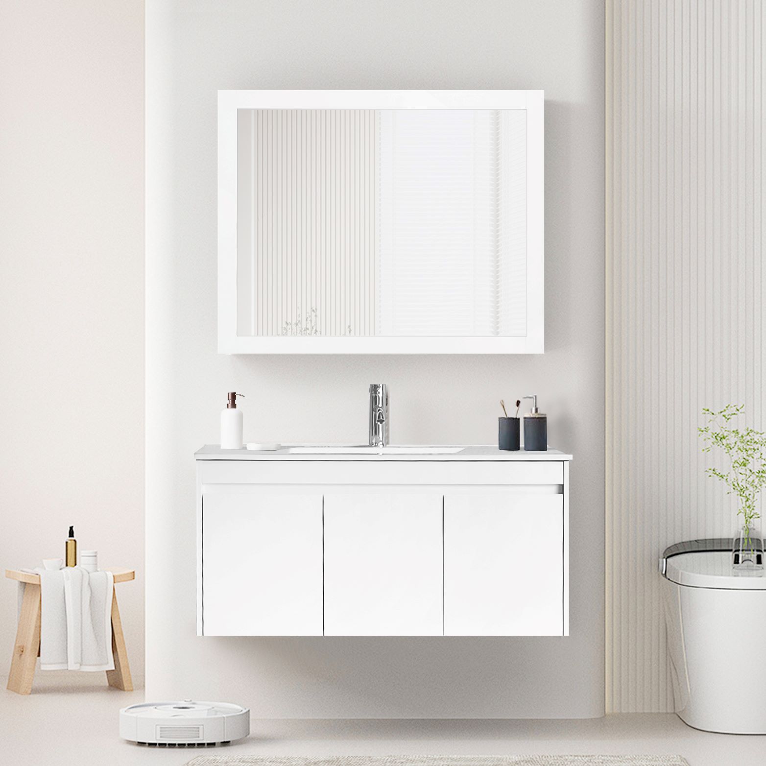 ארון אמבטיה תלוי 100 ס"מ דגם טוליפ – עם מראה תואמת, טריקה שקטה וכיור חרס איכותי מבית טודו דיזיין Tudo Design ארון אמבטיה תלוי 100 ס"מ דגם טוליפ – עם מראה תואמת, טריקה שקטה וכיור חרס איכותי מבית טודו דיזיין Tudo Design