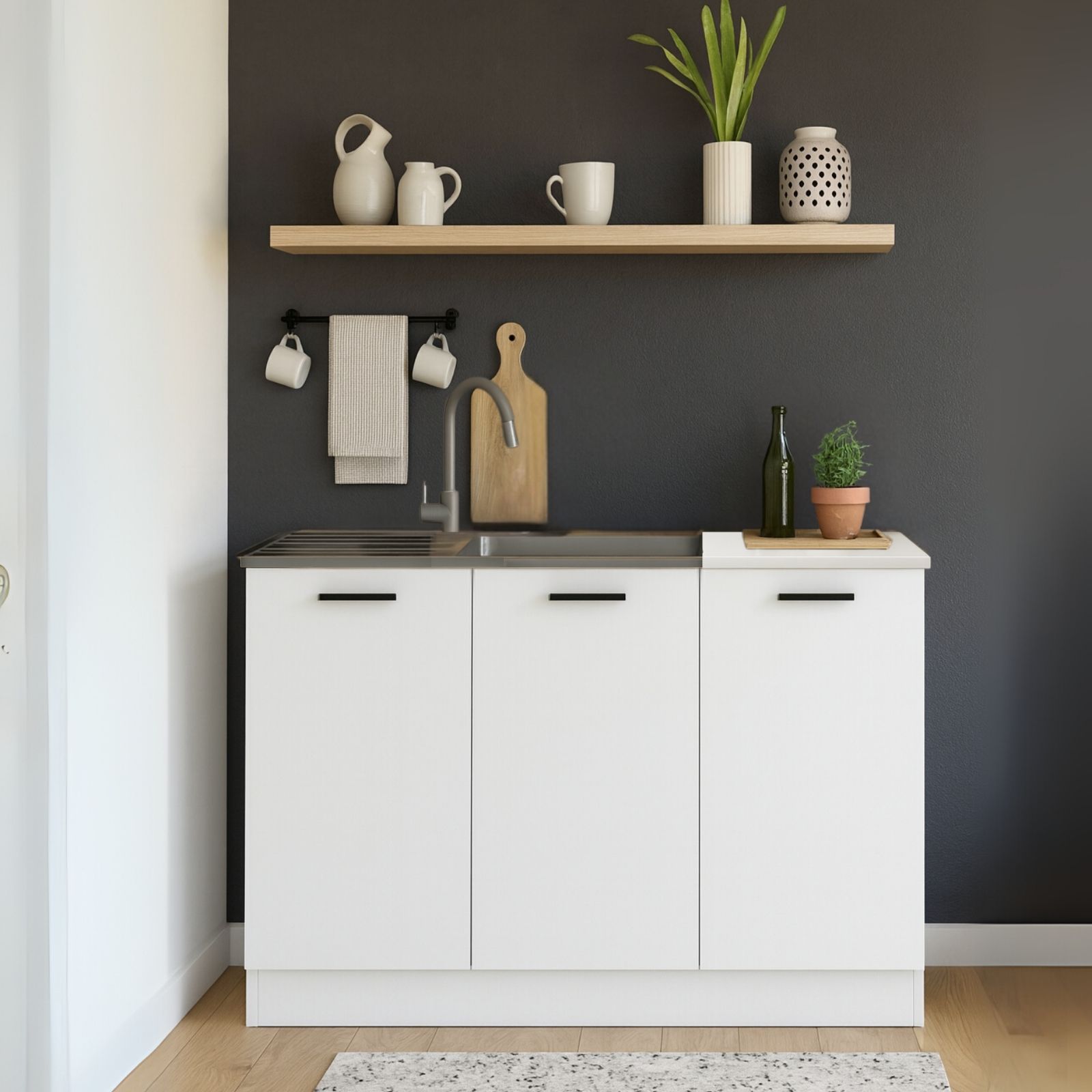 ארון מטבח מודרני בגוון לבן ברוחב 1.2 מטר כולל כיור נירוסטה דגם שרון מבית TUDO DESIGN ארון מטבח מודרני בגוון לבן ברוחב 1.2 מטר כולל כיור נירוסטה דגם שרון מבית TUDO DESIGN