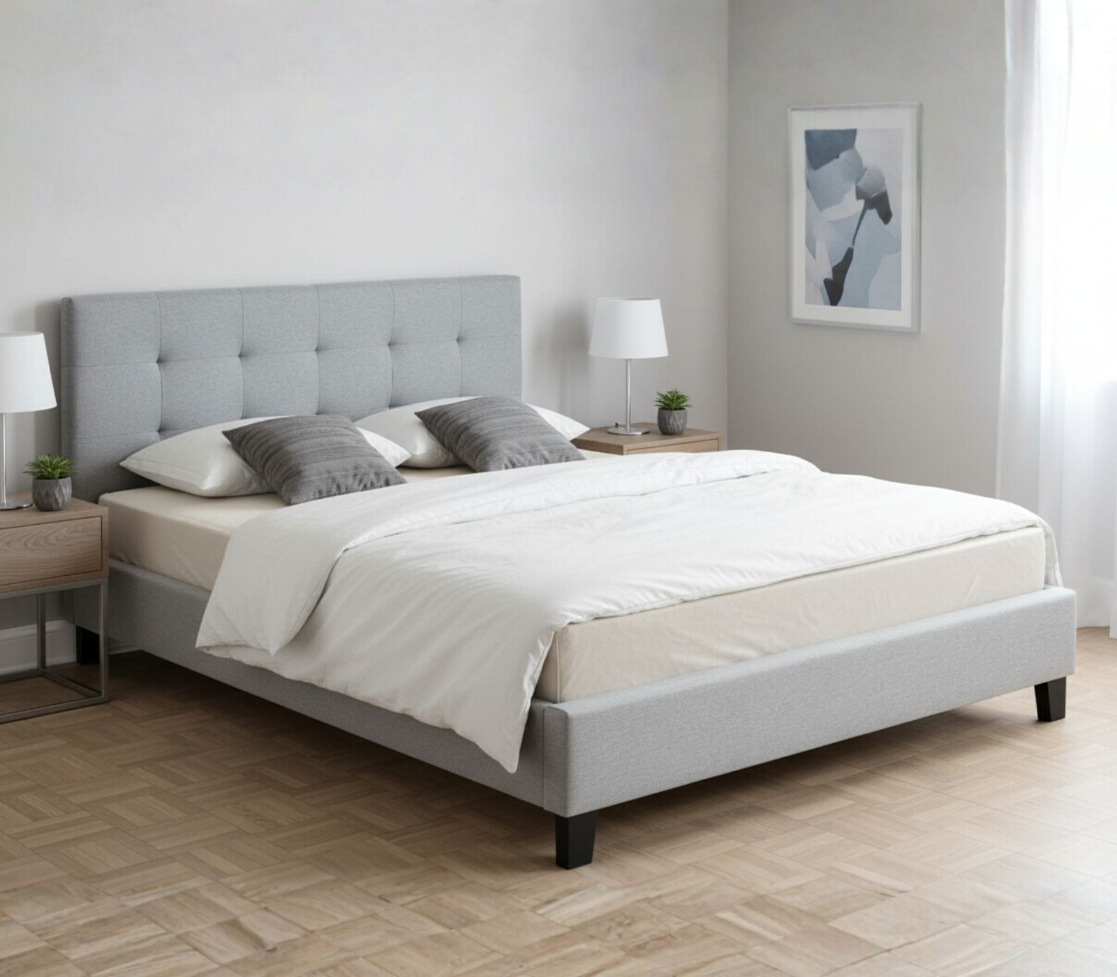 מיטה זוגית מרופדת אפורה 160/200 ס"מ דגם פנטזי מבית טודו דיזיין