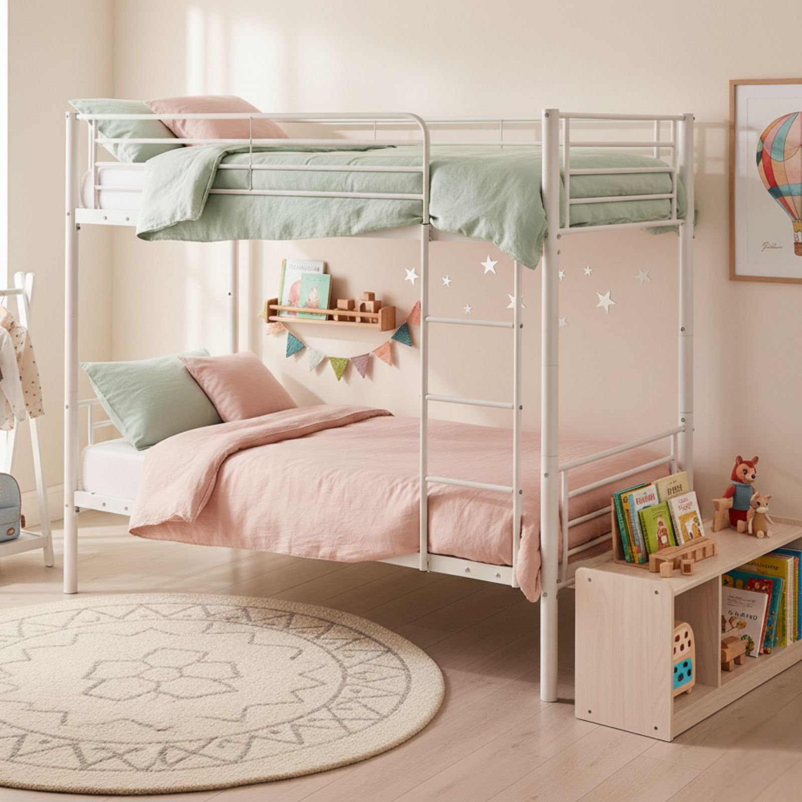 מיטת קומותיים ממתכת בצבע לבן דגם דואט לבן Duet white מבית טודו דיזיין