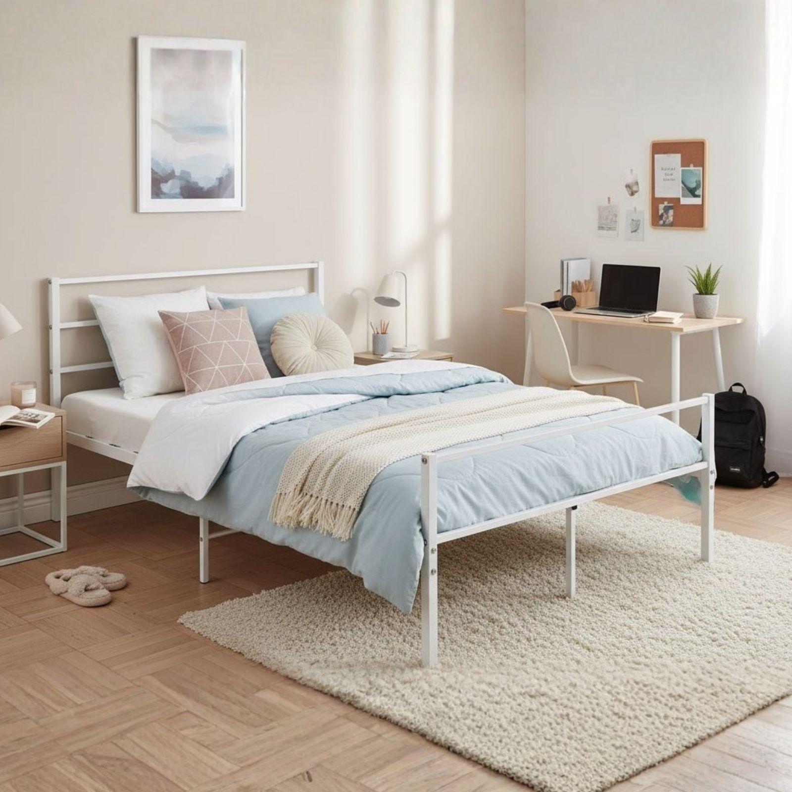 מיטת ברזל לבנה דגם נויה 120×190 ס"מ מבית טודו דיזיין מיטת ברזל לבנה דגם נויה 120×190 ס"מ מבית טודו דיזיין