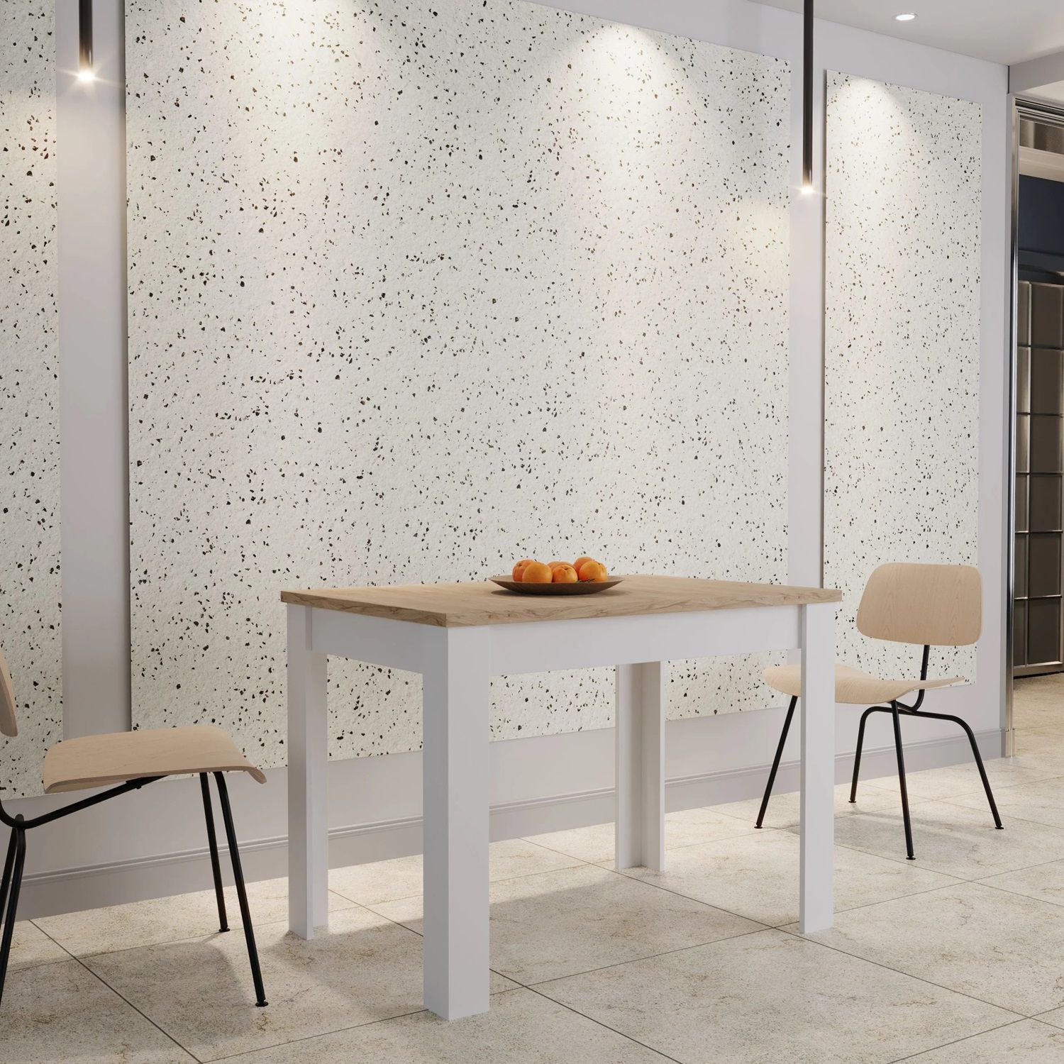 שולחן אוכל בעיצוב מודרני בגוון לבן בשילוב אלון 102/69 ס"מ דגם וינה משולב מבית טודו דיזיין TUDO DESIGN שולחן אוכל בעיצוב מודרני בגוון לבן בשילוב אלון 102/69 ס"מ דגם וינה משולב מבית טודו דיזיין TUDO DESIGN