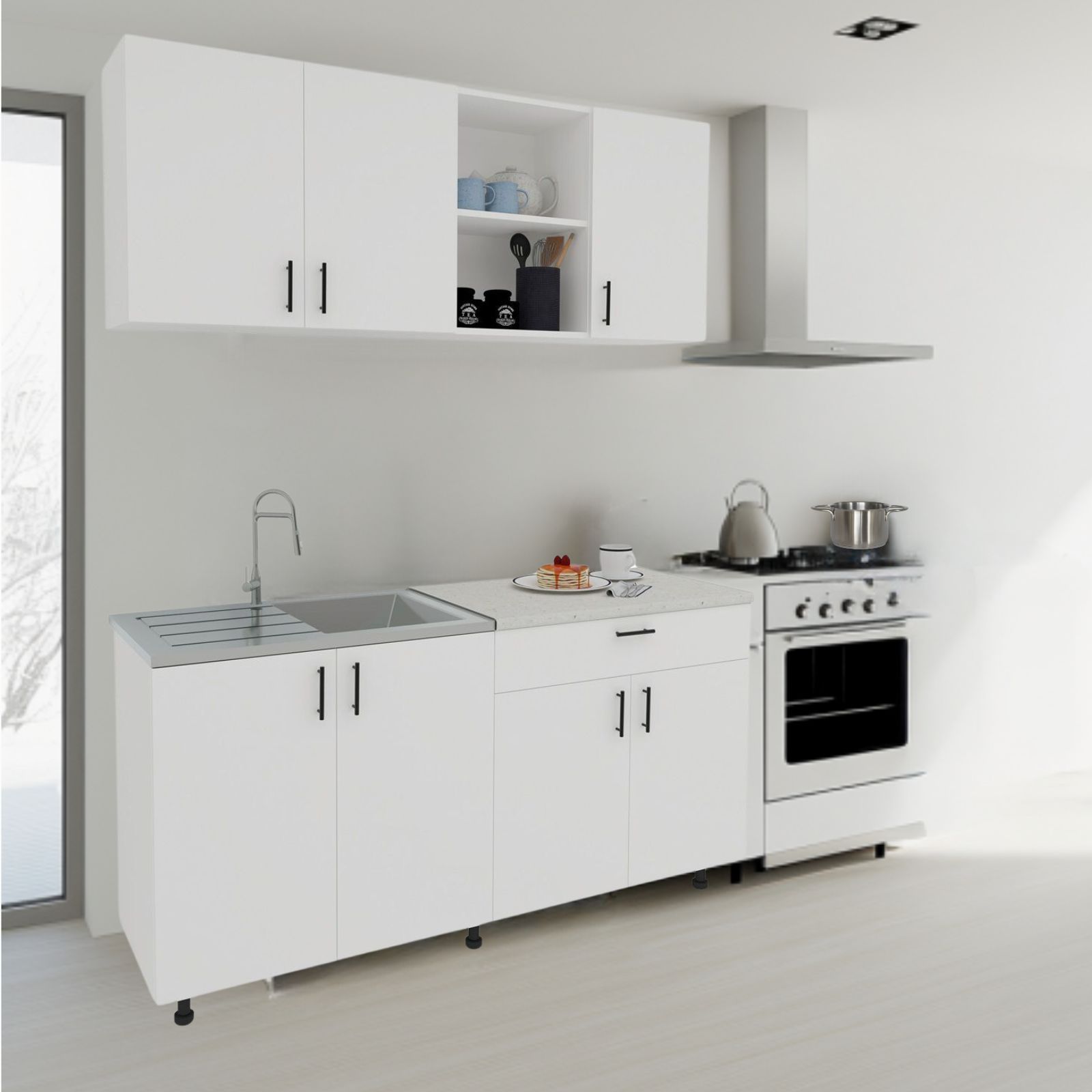 מטבח מודרני ברוחב 1.6 מטר עליון ותחתון בגוון לבן דגם טופז TOPAZ מבית TUDO DESIGN מטבח מודרני ברוחב 1.6 מטר עליון ותחתון בגוון לבן דגם טופז TOPAZ מבית TUDO DESIGN